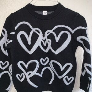 SHEIN Black Sweater with White Heart Design